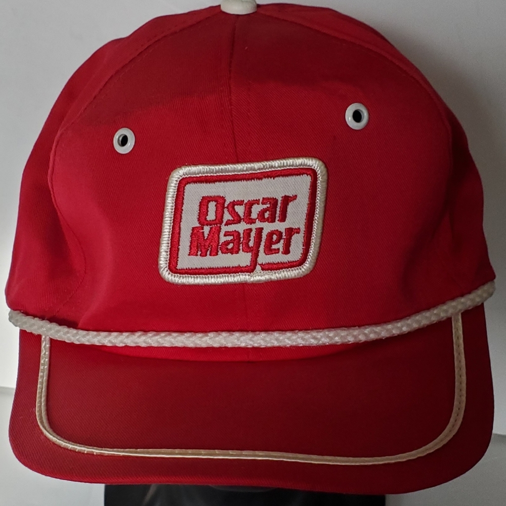 Oscar Mayer Red w/White Rope Snapback Hat Cap Vintage Made in USA w/FLAW